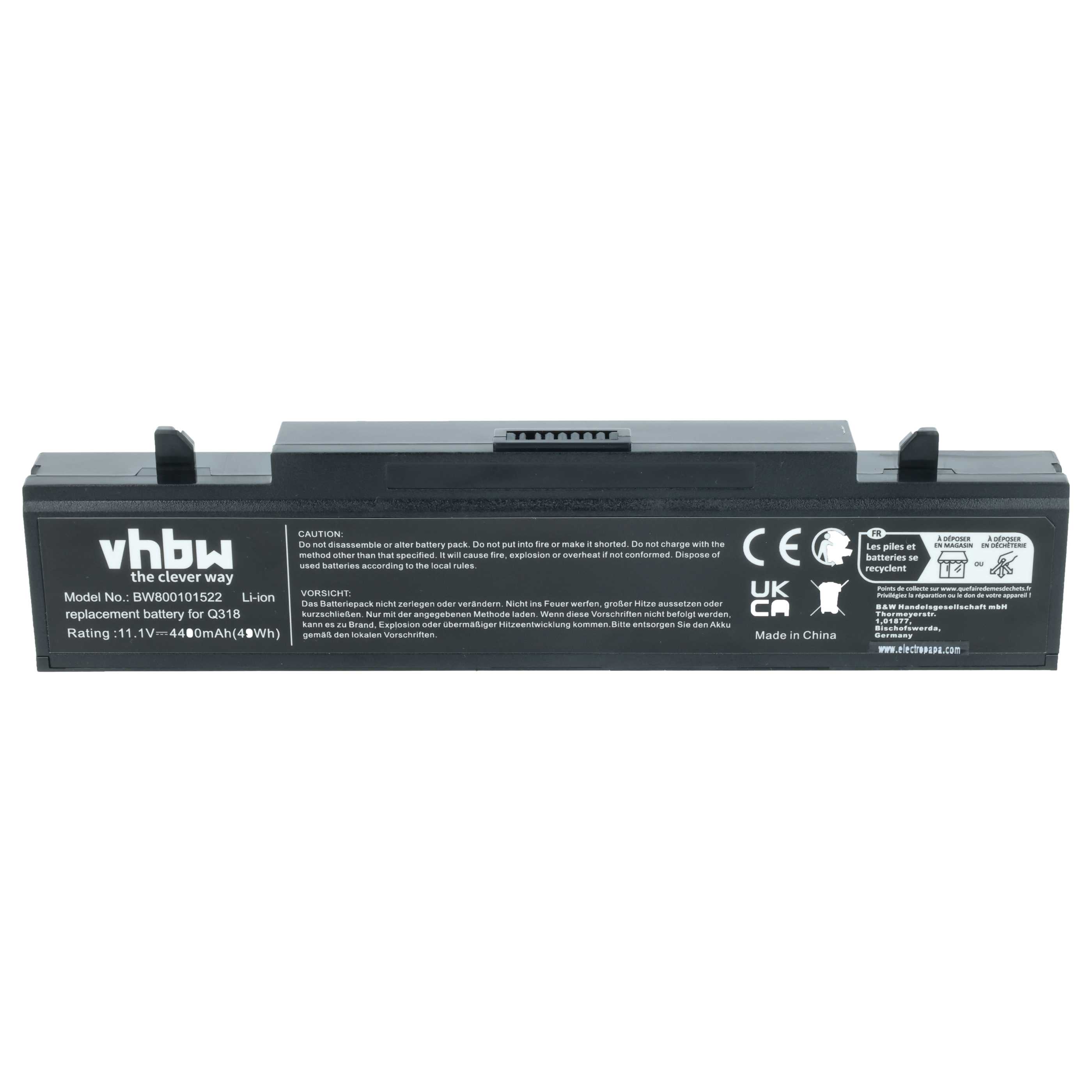 Batteria per notebook Samsung NP300E5C, R580, R730, RC530 - 4400mAh 11,1V Li-Ion nero
